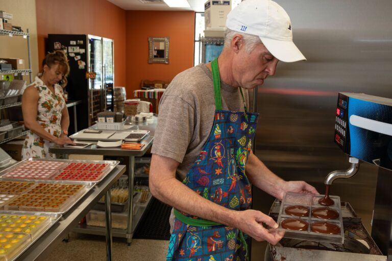 Making chocolates at Indigenous Chocolate